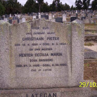LATEGAN Christiaan Pieter 1886-1954 &amp; Hester Cecilia Maria BASSON 1892-1960