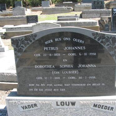 LOUW Petrus Johannes 1878-1958 &amp; Dorothea Sophia Johanna LOUBSER 1881-1958