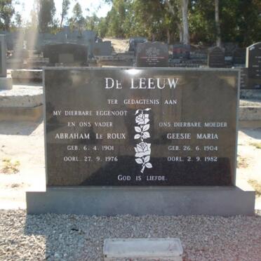 LEEUW Abraham Le Roux, de 1901-1976 &amp; Geesie Maria 1904-1982