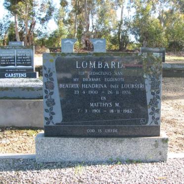 LOMBARD Matthys M. 1901-1982 &amp; Beatrix Hendrina LOUBSER 1900-1976