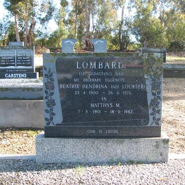 LOMBARD Matthys M. 1901-1982 &amp; Beatrix Hendrina LOUBSER 1900-1976