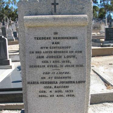 LOUW Jan Jurgen 1858-1930 &amp; Maria Hendrika Johanna BASSON 1875-1952