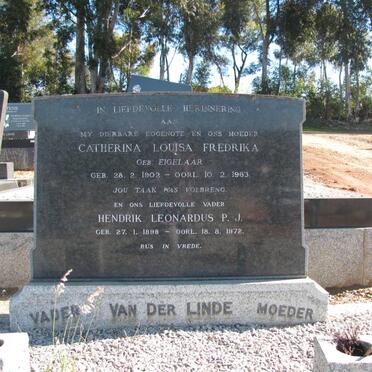 LINDE Hendrik Leonardus P.J., van der 1898-1972 &amp; Catharina Louisa Fredrika EIGELAAR 1902-1963