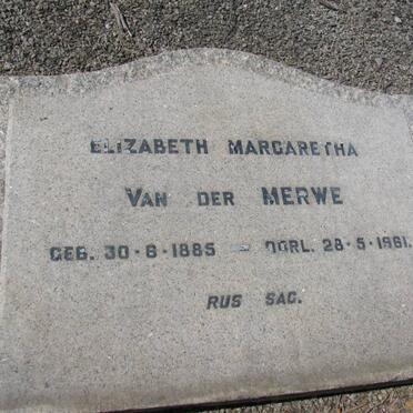 MERWE Elizabeth Margaretha, van der 1885-1961