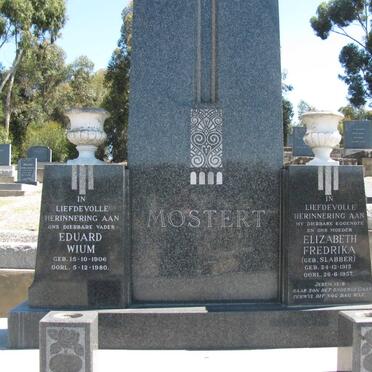 MOSTERT Eduard Wium 1906-1980 &amp; Elizabeth Fredrika SLABBER 1915-1957