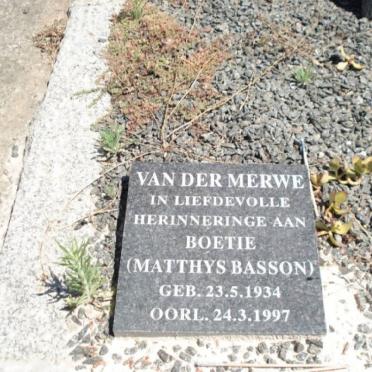 MERWE Matthys Basson, van der 1934-1997