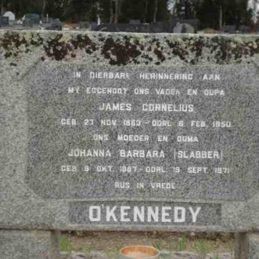O'KENNEDY James Cornelius 1863-1950 &amp; Johanna Barbara SLABBER 1887-1971