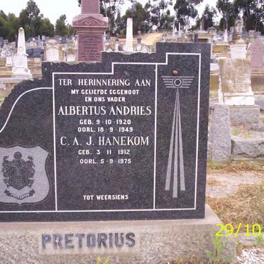 PRETORIUS Albertus Andries 1920-1949 :: HANEKOM C.A.J. 1912-1975