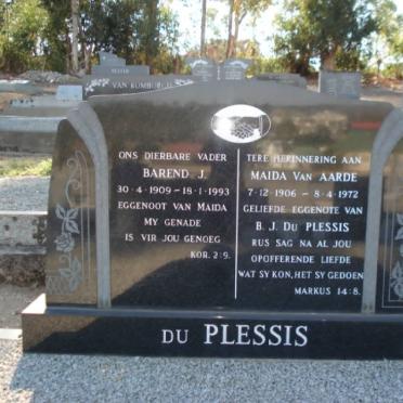 PLESSIS Barend J., du 1909-1993 &amp; Maida VAN AARDE 1906-1972