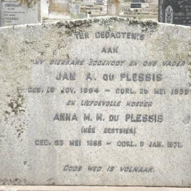 PLESSIS Jan A., du 1884-1936 &amp; Anna M.M. BESTBIER 1865-1971