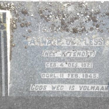 PLESSIS Anna P., du nee KITSHOFF 1921-1945