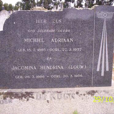 ROUX Michiel Adriaan, le 1885-1957 &amp; Jacomina Hendrina LOUW 1886-1956