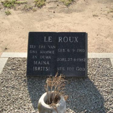 ROUX Maina, le nee BRITS 1910-1982