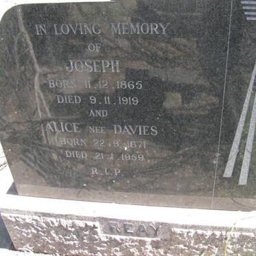 REAY Joseph 1865-1919 &amp; Alice DAVIES 1871-1959