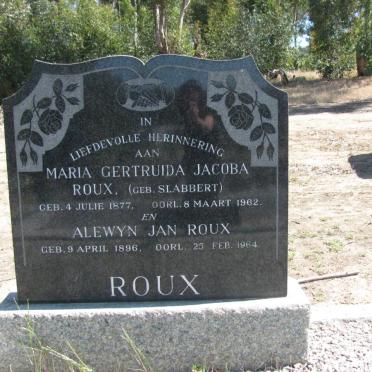 ROUX Alewyn Jan 1896-1964 &amp; Maria Gertruida Jacoba SLABBERT 1877-1962