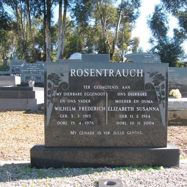 ROSENTRAUCH Wilhelm Frederich 1915-1978 &amp; Elizabeth Susanna 1924-2004