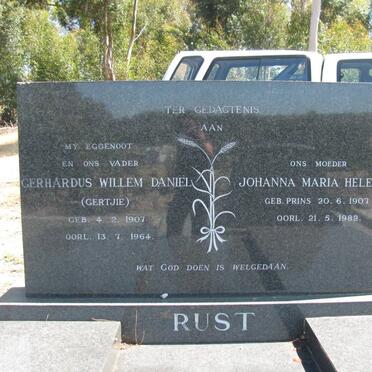 RUST Gerhardus Willem Daniel 1907-1964 &amp; Johanna Maria Helena PRINS 1907-1982