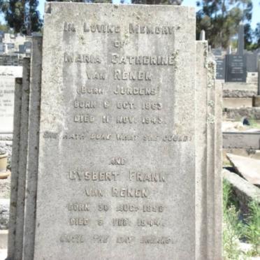 RENEN Gysbert Frank, van 1856-1944 &amp; Maria Catherina JURGENS 1863-1943