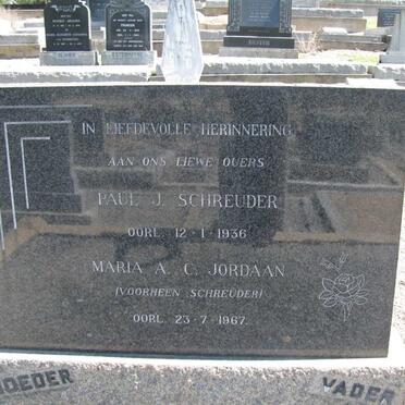 SCHREUDER Paul J. -1936 &amp; Maria A.C. JORDAAN previously SCHREUDER -1967