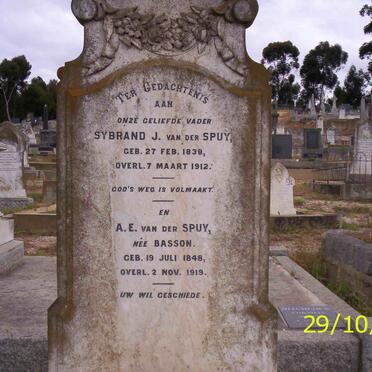 SPUY Sybrand J., van der 1838-1912 &amp; A. E. BASSON 1848-1919