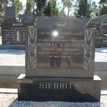 SIEBRITS Helena C. A. nee LIGTHART 1926-1988
