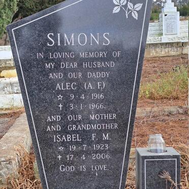 SIMONS A.F. 1916-1966 &amp; Isabel F.M. 1923-2006