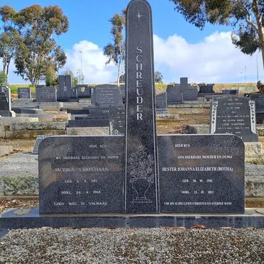 SCHREUDER Jacobus Christiaan 1917-1968 &amp; Hester Johanna Elizabeth BOTHA 1926-2013