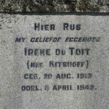 TOIT Irene, du nee KITSHOFF 1913-1942