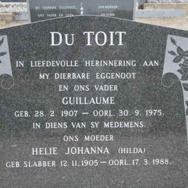 TOIT Guillaume, du 1907-1975 &amp; Helie Johanna SLABBER 1905-1988