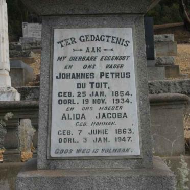 TOIT Johannes Petrus, du 1854-1934 &amp; Alida Jacoba HAMMAN 1863-1947