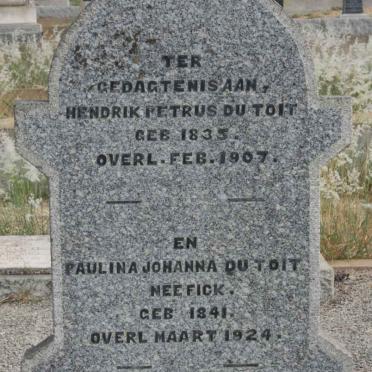 TOIT Hendrik Petrus, du 1835-1907 &amp; Paulina Johanna FICK 1841-1924