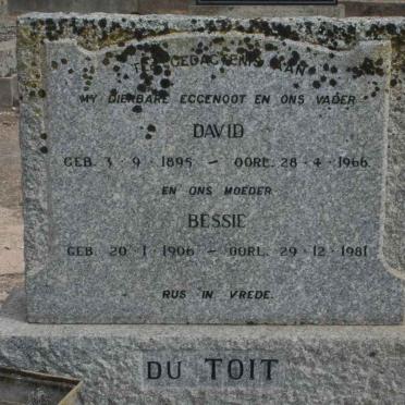 TOIT David, du 1895-1966 &amp; Bessie 1906-1981