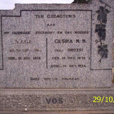 VOS Willem 1884-1958 &amp; Gesina M.M. SMUTS 1875-1934