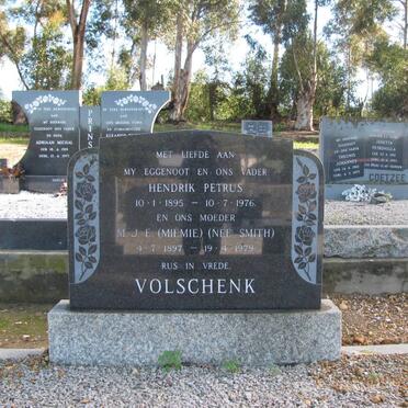 VOLSCHENK Hendrik Petrus 1895-1976 &amp; M.J.E. SMITH 1897-1979