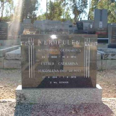 VERMEULEN Marthinus Gerhardus 1906-1972 &amp; Esther Catharina Magdalena DE WIT 1914-1978