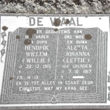 WAAL Hendrik Willem, de 1915- &amp; Aletta Johanna GRUNDER 1917-