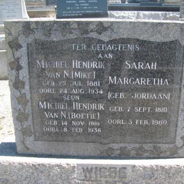 WIESE Michiel Hendrik Van N. 1881-1934 &amp; Sarah Margaretha JORDAAN 1881-1969 :: WIESE Michiel Hendrik Van N. 1916-1936