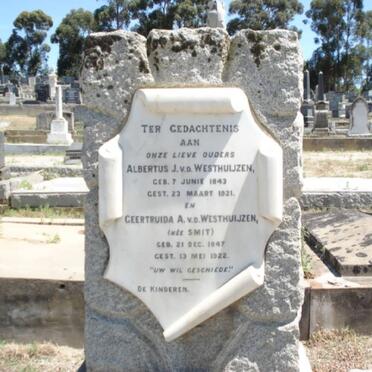 WESTHUIZEN Albertus J., van der 1843-1921 &amp; Geertruida Anna SMIT 1847-1922