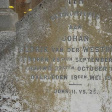 WESTHUIZEN Johan Fredrik, van der 1830-1910