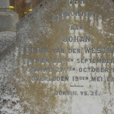 WESTHUIZEN Johan Fredrik, van der 1830-1910