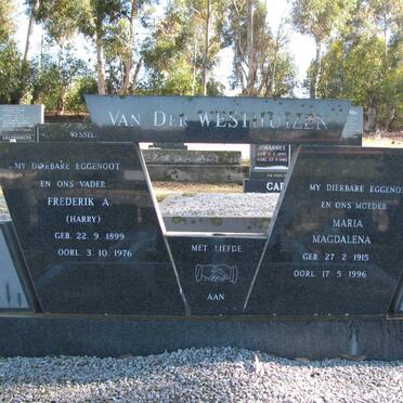 WESTHUIZEN Frederick A., van der 1899-1976 &amp; Maria Magdalena 1915-1996
