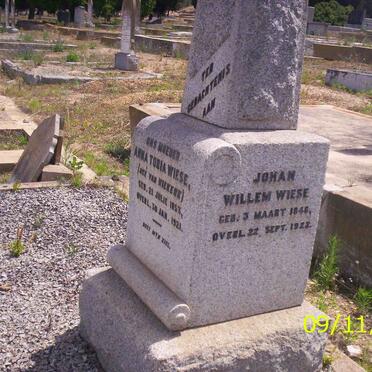 WIESE Johan Willem 1846-1922 &amp; Anna Tobia VAN NIEKERK 1853-1921