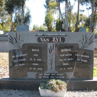 ZYL Koos, van 1912-1978 &amp; Hannie KOTZE 1905-1980