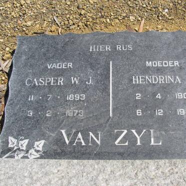 ZYL Casper W.J.,van 1893-1973 &amp; Hendrina J. 1907-1989