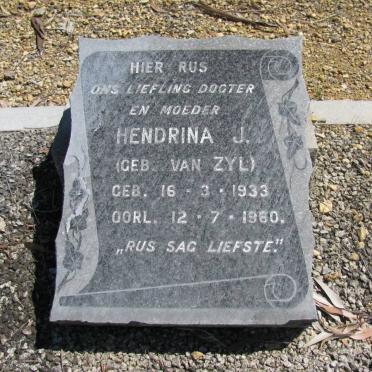 ZYL Hendrina J., van nee VAN ZYL 1933-1960