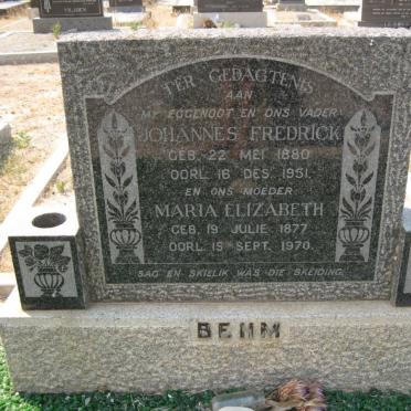 BEHM Johannes Frederick 1880-1951 &amp; Maria Elizabeth 1877-1970