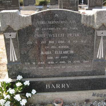 BARRY Carel Willem Pieter 1881-1957 &amp; Maria Elizabeth DU TOIT 1888-1960