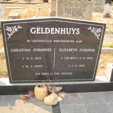 GELDENHUYS Christian Johannes 1907-2000 &amp; Elizabeth Johanna DE WET 1908-1995