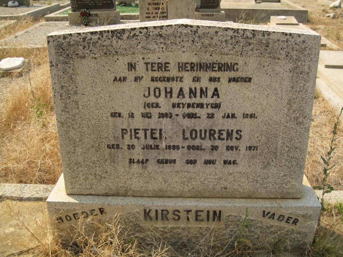 KIRSTEIN Pieter Lourens 1896-1971 &amp; Johanna NEYDENRYGH 1893-1951