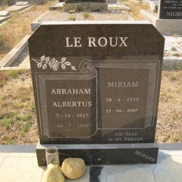ROUX Abraham Albertus, le 1917-1995 &amp; Miriam 1918-2007